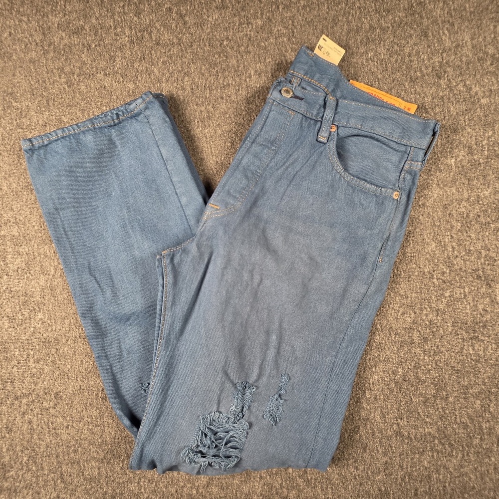 Levi's 501 Jeans Mens Size 31x32 Blue Cotton Straight Button Fly Distressed NWT